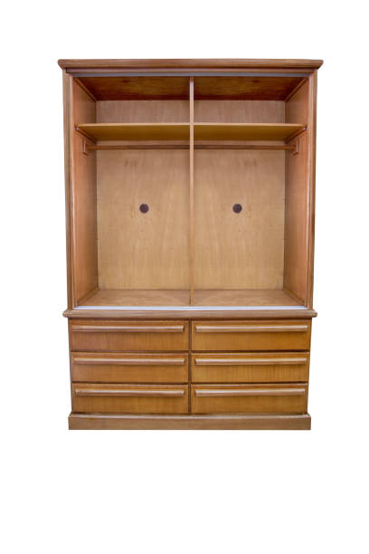 istock Wooden wardrobe isolated on white background 1061525254