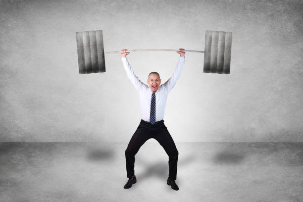3D Character with giant dumbbell and do you even lift text. Isolated on white.