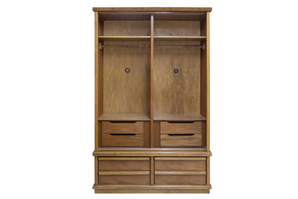 istock Wooden wardrobe isolated on white background 1061527196