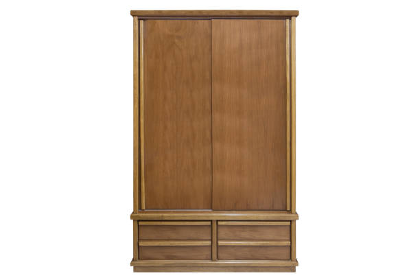 istock Wooden wardrobe isolated on white background 1061528608