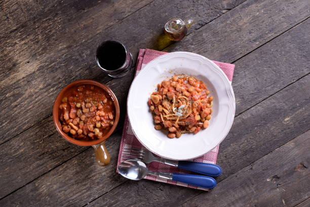 istock Pasta dish with beans in the sauce 1061532986