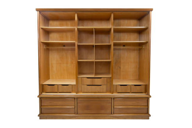 istock Wooden wardrobe isolated on white background 1061540950