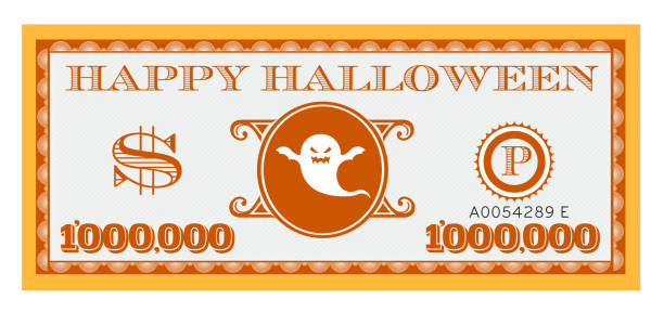 Happy Halloween Dollar Bill Vector Design One Million dollar bill with space for text tax borders stock illustrations