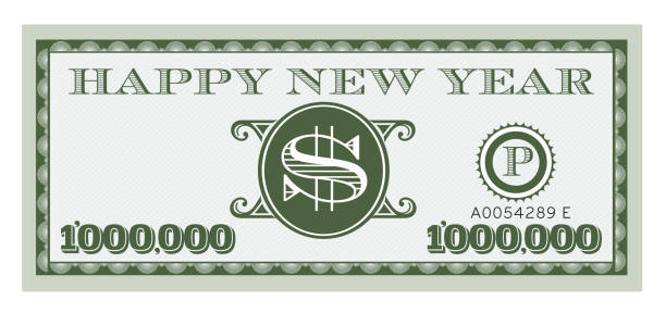 Happy New Year Dollar Bill Vector Design One Million dollar bill with space for text tax borders stock illustrations