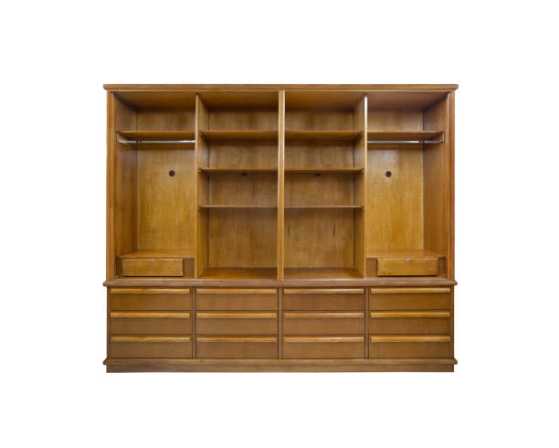 istock Wooden wardrobe isolated on white background 1061543588