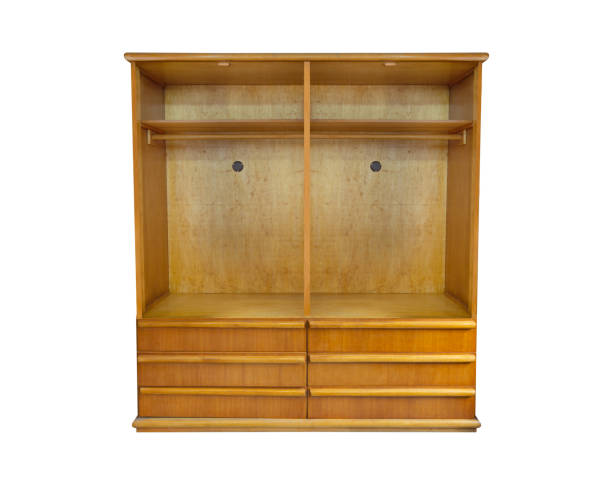 istock Wooden wardrobe isolated on white background 1061548490