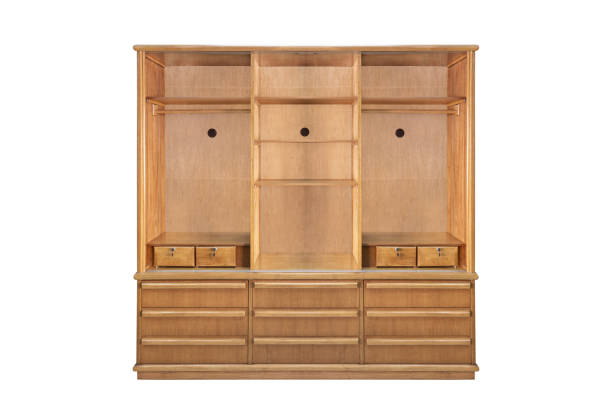 istock Wooden wardrobe isolated on white background 1061549994