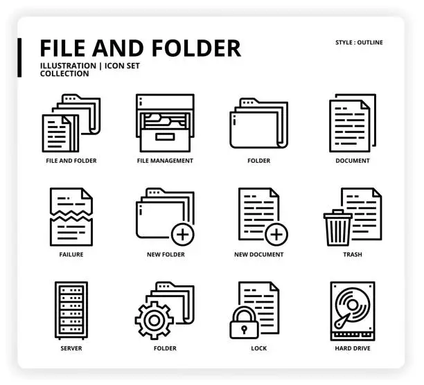 Vector illustration of File and folder icon set