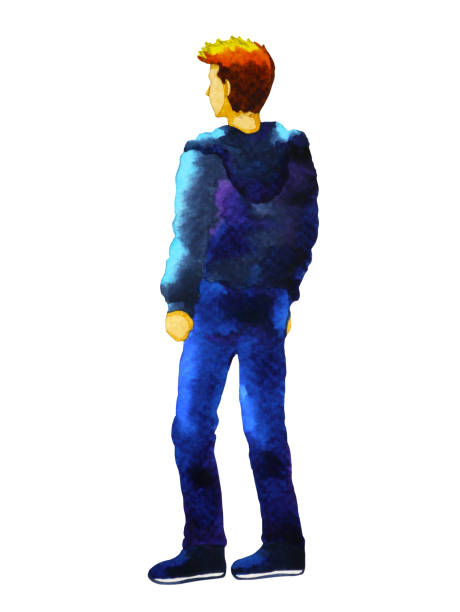 istock man standing back pose art watercolor painting illustration design 1061559818
