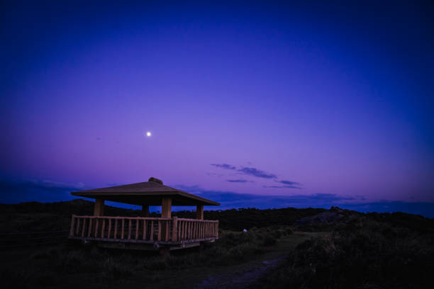 Night from a view point, Zamami Island, Okinawa stock photo