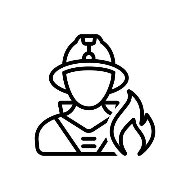 Fireman safety Icon for fireman, firefighter, safety firefighter stock illustrations