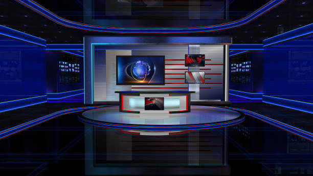 virtual studio8A1 Virtual set studio for green footage Realize your vision for a professional-looking studio  wherever you want it. With a simple setup, a few square feet of space, and Virtual Set , you can transform any location into a spectacular virtual environment broadcast studio stock pictures, royalty-free photos & images