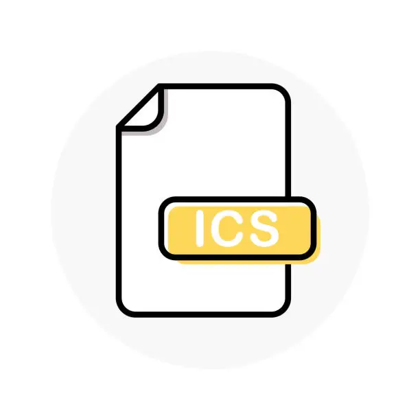 Vector illustration of ICS file format, extension color line icon