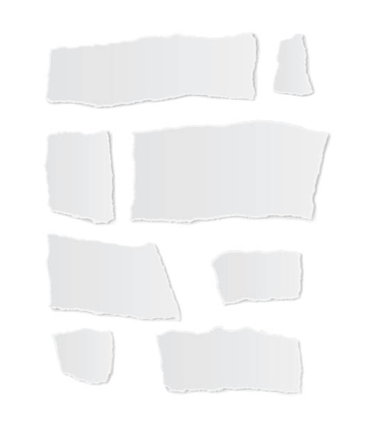 zerrissenes papier auf weißem hintergrund vektor - wispy stock-grafiken, -clipart, -cartoons und -symbole