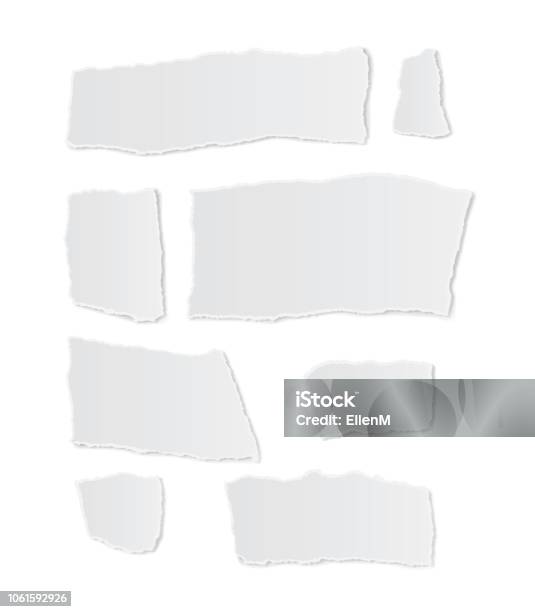 Torn Paper On White Background Vector Stock Illustration - Download Image Now - Cut Or Torn Paper, Paper, Newspaper