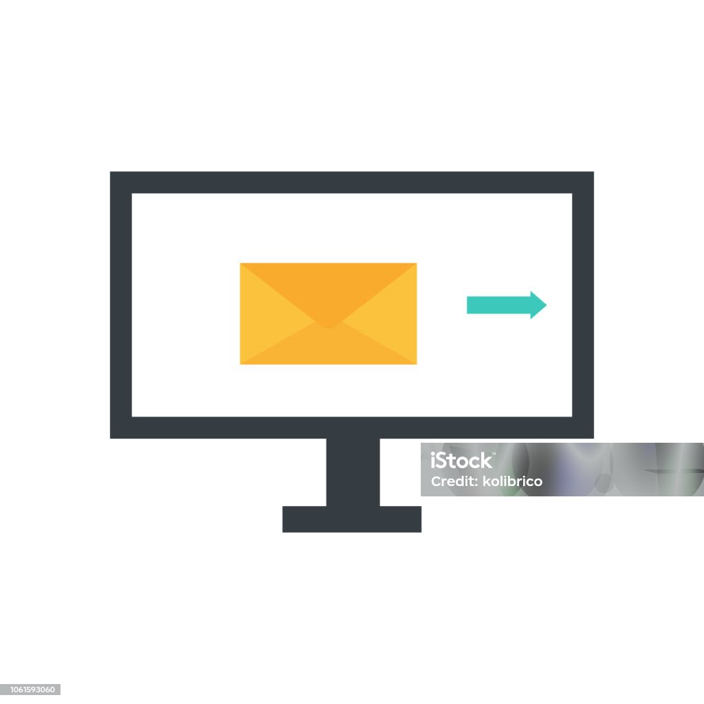 Computer Icon With Email Sent Vector Computer Screen Displaying Email Sending Computer Monito Stock ...