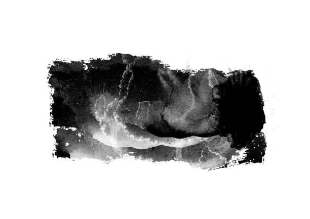istock Black color graphic patches graphic brush strokes design effect element for background 1061600502