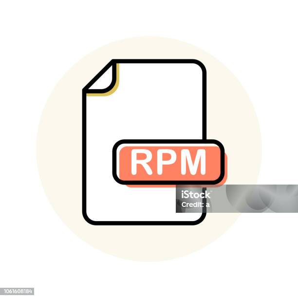 Rpm File Format Extension Color Line Icon Stock Illustration - Download Image Now - Computer, Design, Document