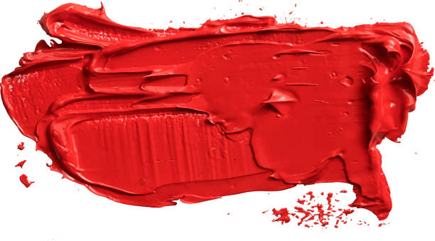 istock Red lipstick swatch. Textured red oil paint brush stroke,convex with shadows, eps 10 vector illustration isolated on transparent background. 1061615586