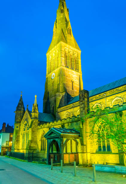 istock Night view of cathedral in Leicester, England 1061616882
