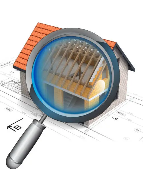 magnifying glass roof construction detail illustration