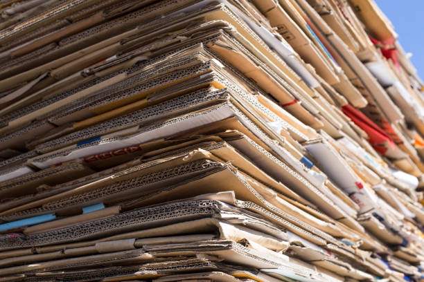 istock Stack of paper waste before shredding at recycling plant 1061629832
