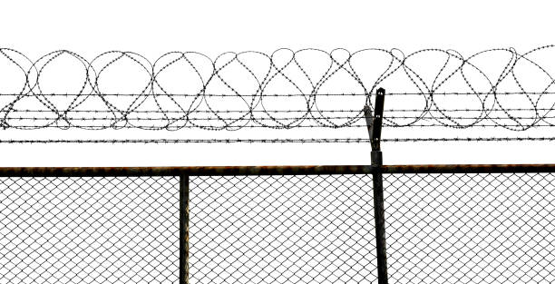 arame farpado - barbed wire fence wire danger - fotografias e filmes do acervo