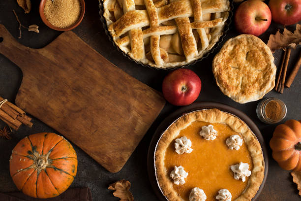 istock pumpkin and apple various pies 1061638072