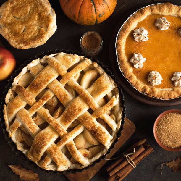istock pumpkin and apple various pies 1061638104