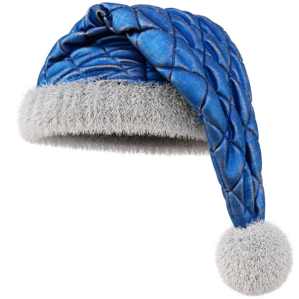istock Santa Claus blue hat isolated on white background. 3D illustration. 1061639414