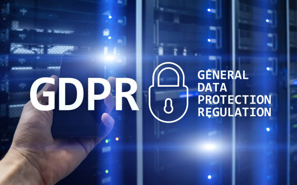 istock GDPR, General data protection regulation compliance. Server room background. 1061639960