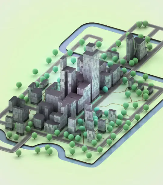 sustainable city vision development view 3D render illustration