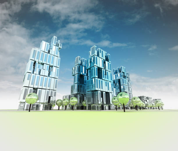 istock modern visualization city of future with sky and reflections 1061642660
