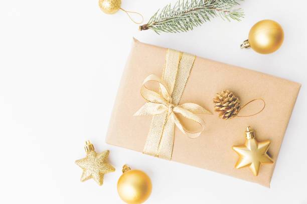 istock Christmas golden decoration on white 1061644980