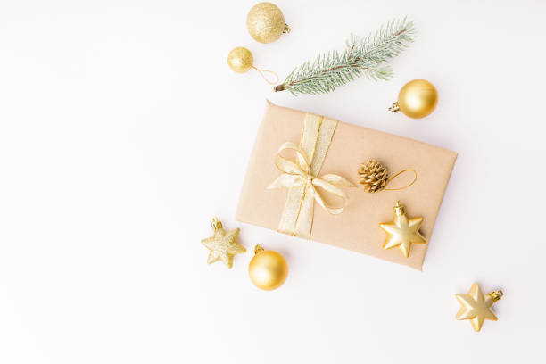 istock Christmas golden decoration on white 1061645122
