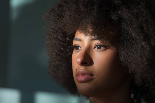 istock Young Black Female Is Looking Aside, Portrait 1061645222