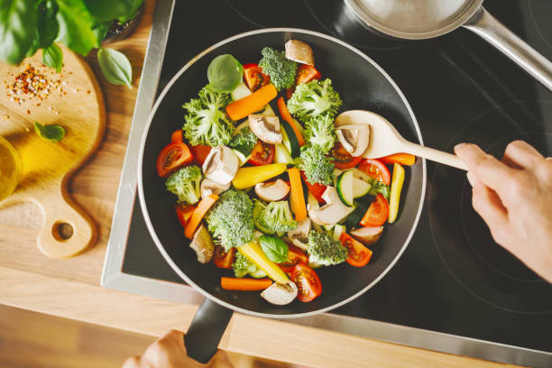 istock Man cooking fresh vegetables in pan 1061645260