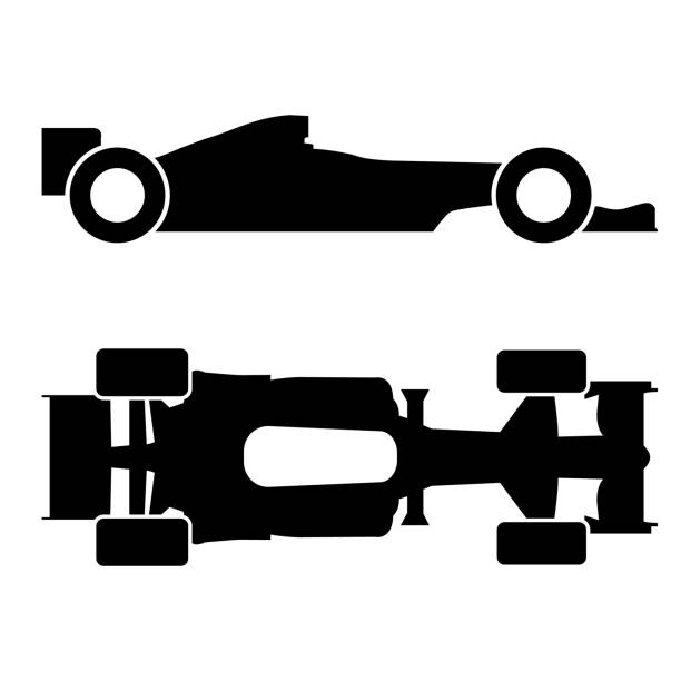 vektor-formel rennen-auto-symbol auf weißem hintergrund - people speed mode of transport black and white stock-grafiken, -clipart, -cartoons und -symbole