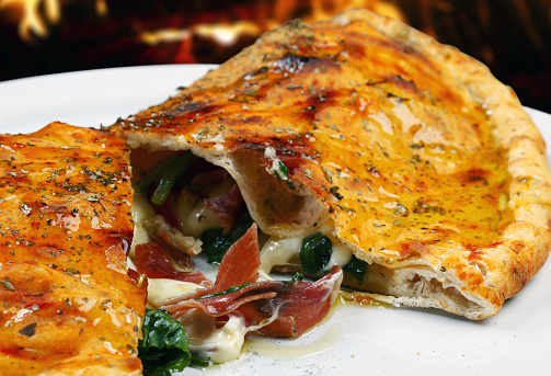 Delicious pizza calzone