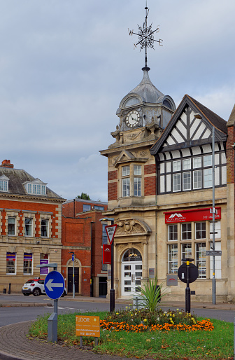 Sutton Coldfield, October 13: Weathercock and clock tower at High Street, UK 2018