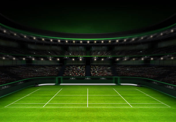 istock green grass tennis stadium with evening sky 1061660814