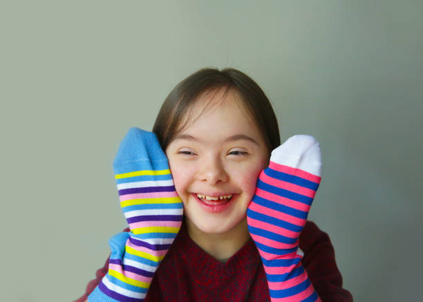 Beautiful girl smiling with socks