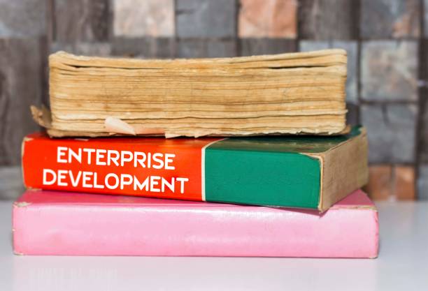 istock Enterprise Development - Business Book Title on wooden white table 1061666974