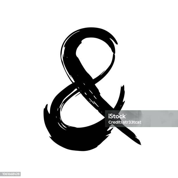 Hand Painted Ampersand Symbol Stock Illustration - Download Image Now - Ampersand, Handwriting, Paintbrush