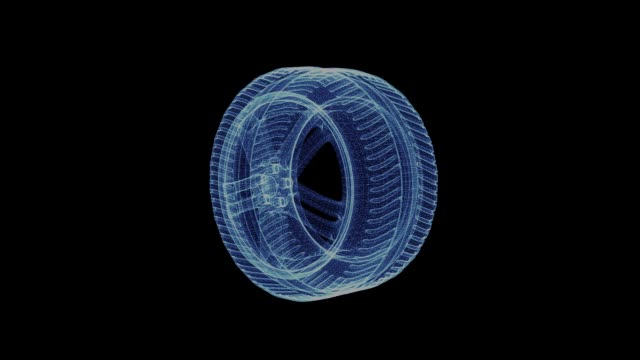 Hologram of a rotating car wheel
