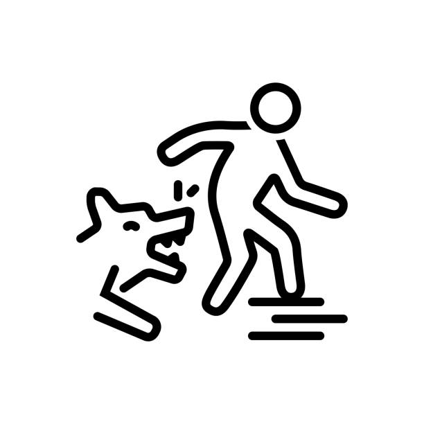 Dog attack Icon for dog, bites, attack, animal chewing stock illustrations