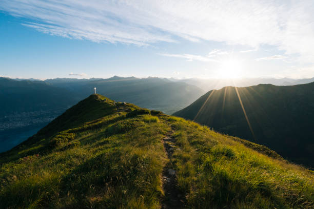 Mountains in distance, sunrise