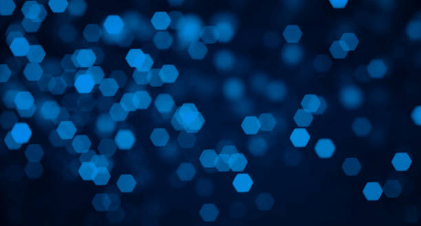 Abstract Hexagon Defocused Lights Background Hexagon Defocused Backgrounds navy blue photos stock pictures, royalty-free photos & images
