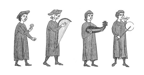 Troubadours and minstrels Illustration of Troubadours and minstrels troubadour stock illustrations