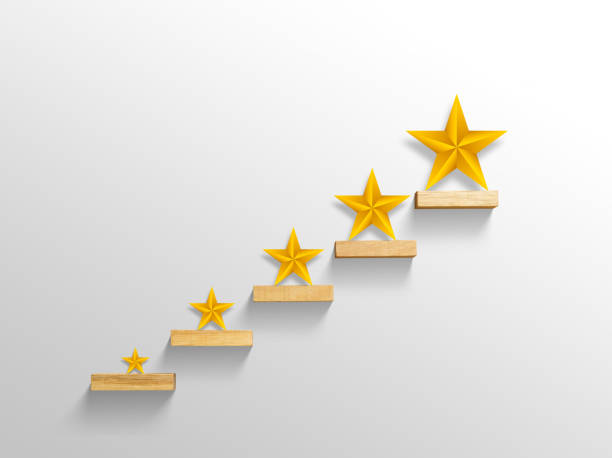 istock big yellow Star on stair, business successful concept 1061675962